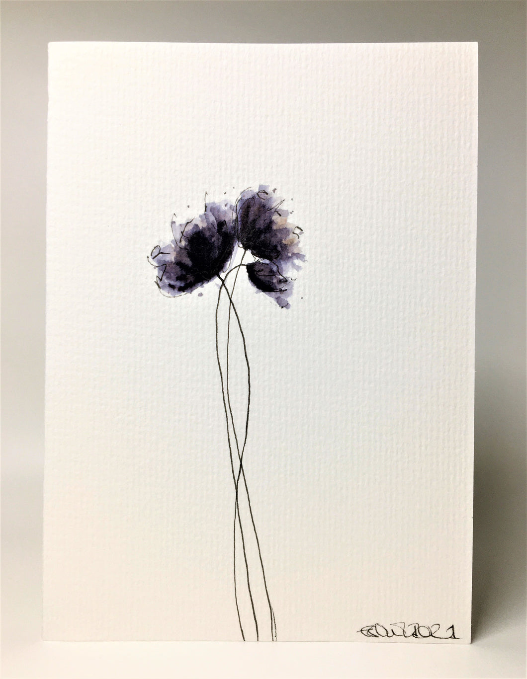 Black Poppies - Hand Painted Watercolour Greeting Card