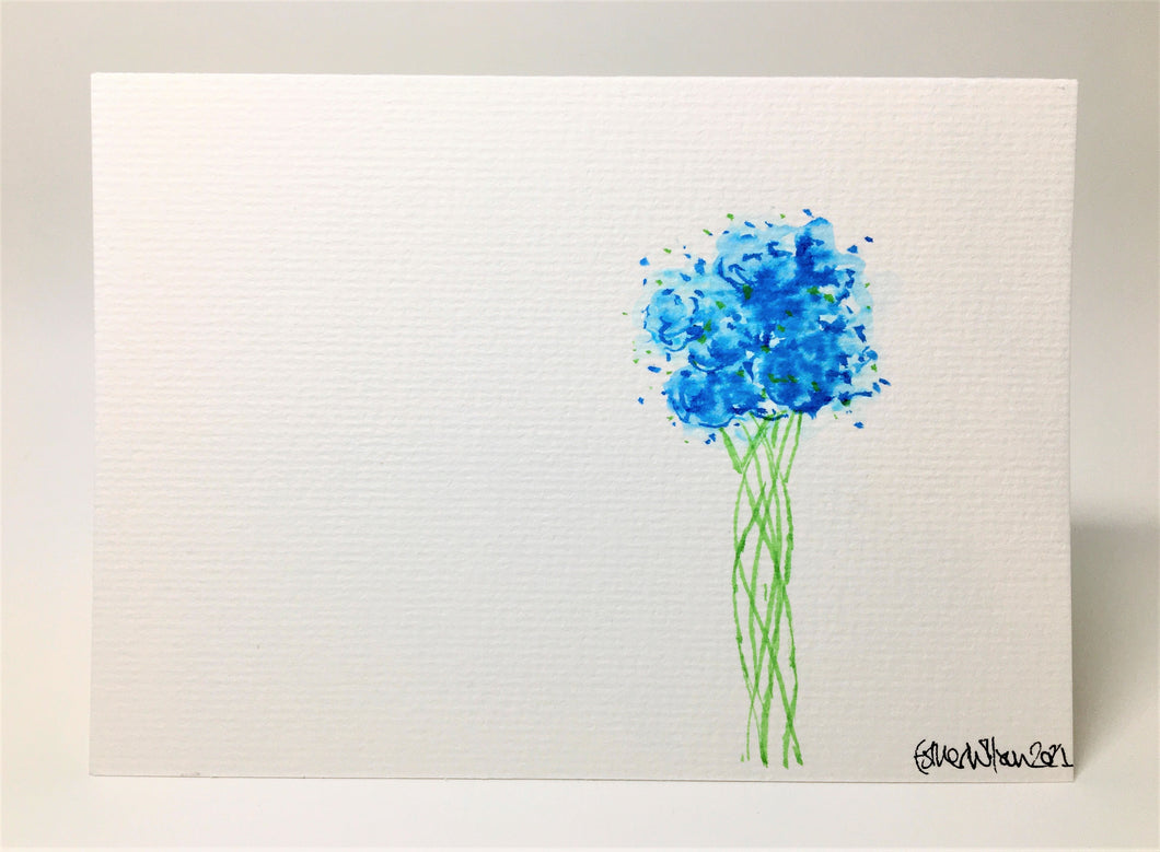 Blue Bouquet - Hand Painted Watercolour Greeting Card