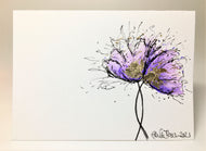 Purple and Gold Poppies - Hand Painted Greeting Card