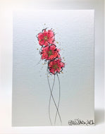 Red and Gold Poppy Trio - Hand Painted Greeting Card