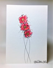 Red and Gold Poppy Trio - Hand Painted Greeting Card
