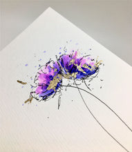 Purple, Gold and Pink Poppies - Hand Painted Greeting Card