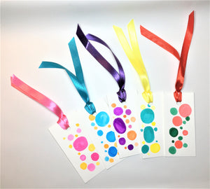 Set of 5 original handpainted watercolour gift tags - multicolour circles - eDgE dEsiGn London