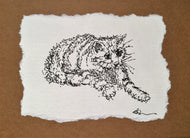 Hand Drawn Greeting Card - Cat in Ink 1 - eDgE dEsiGn London