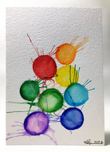 Original Hand Painted Greeting Card - Abstract Rainbow Splatter Circles - eDgE dEsiGn London