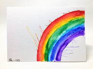 Original Hand Painted Greeting Card - Abstract Small Splatter Rainbow - eDgE dEsiGn London