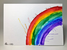 Original Hand Painted Greeting Card - Abstract Small Splatter Rainbow - eDgE dEsiGn London
