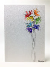 Original Hand Painted Greeting Card - Abstract Rainbow Spiky Flower #2 - eDgE dEsiGn London
