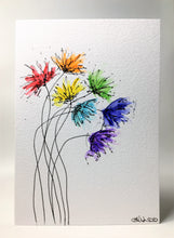 Original Hand Painted Greeting Card - Abstract Rainbow Spiky Flower #3 - eDgE dEsiGn London