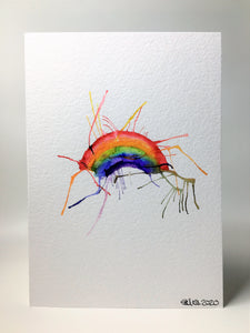 Original Hand Painted Greeting Card - Abstract Rainbow Small Splatter - eDgE dEsiGn London