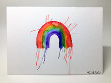 Original Hand Painted Greeting Card - Abstract Rainbow Splatter - eDgE dEsiGn London
