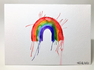 Original Hand Painted Greeting Card - Abstract Rainbow Splatter - eDgE dEsiGn London