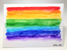 Original Hand Painted Greeting Card - Abstract Rainbow Landscape - eDgE dEsiGn London