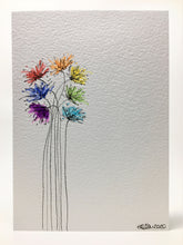 Original Hand Painted Greeting Card - Abstract Rainbow Spiky Flower #7 - eDgE dEsiGn London