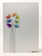 Original Hand Painted Greeting Card - Abstract Rainbow Spiky Flower #7 - eDgE dEsiGn London