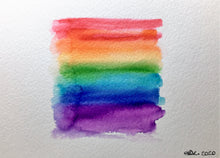 Original Hand Painted Greeting Card - Abstract Rainbow Square - eDgE dEsiGn London