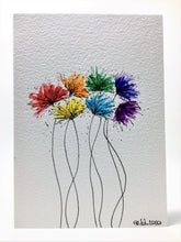 Original Hand Painted Greeting Card - Abstract Rainbow Spiky Flower #8 - eDgE dEsiGn London