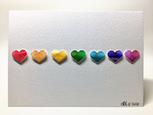 Original Hand Painted Greeting Card - Rainbow Hearts with bronze detail - eDgE dEsiGn London