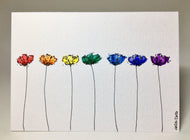 Original Hand Painted Greeting Card - Abstract Rainbow Poppy Design #2 - eDgE dEsiGn London