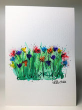 Original Hand Painted Greeting Card - Abstract Rainbow Poppy Field #2 - eDgE dEsiGn London