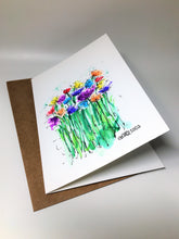 Original Hand Painted Greeting Card - Abstract Rainbow Poppy Field #3 - eDgE dEsiGn London