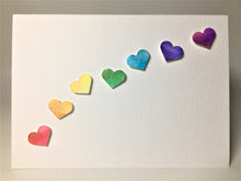 Original Hand Painted Greeting Card - Rainbow Hearts and bronze detail - eDgE dEsiGn London