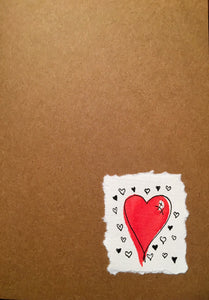 Valentines Card Heart on the corner - Handmade - eDgE dEsiGn London