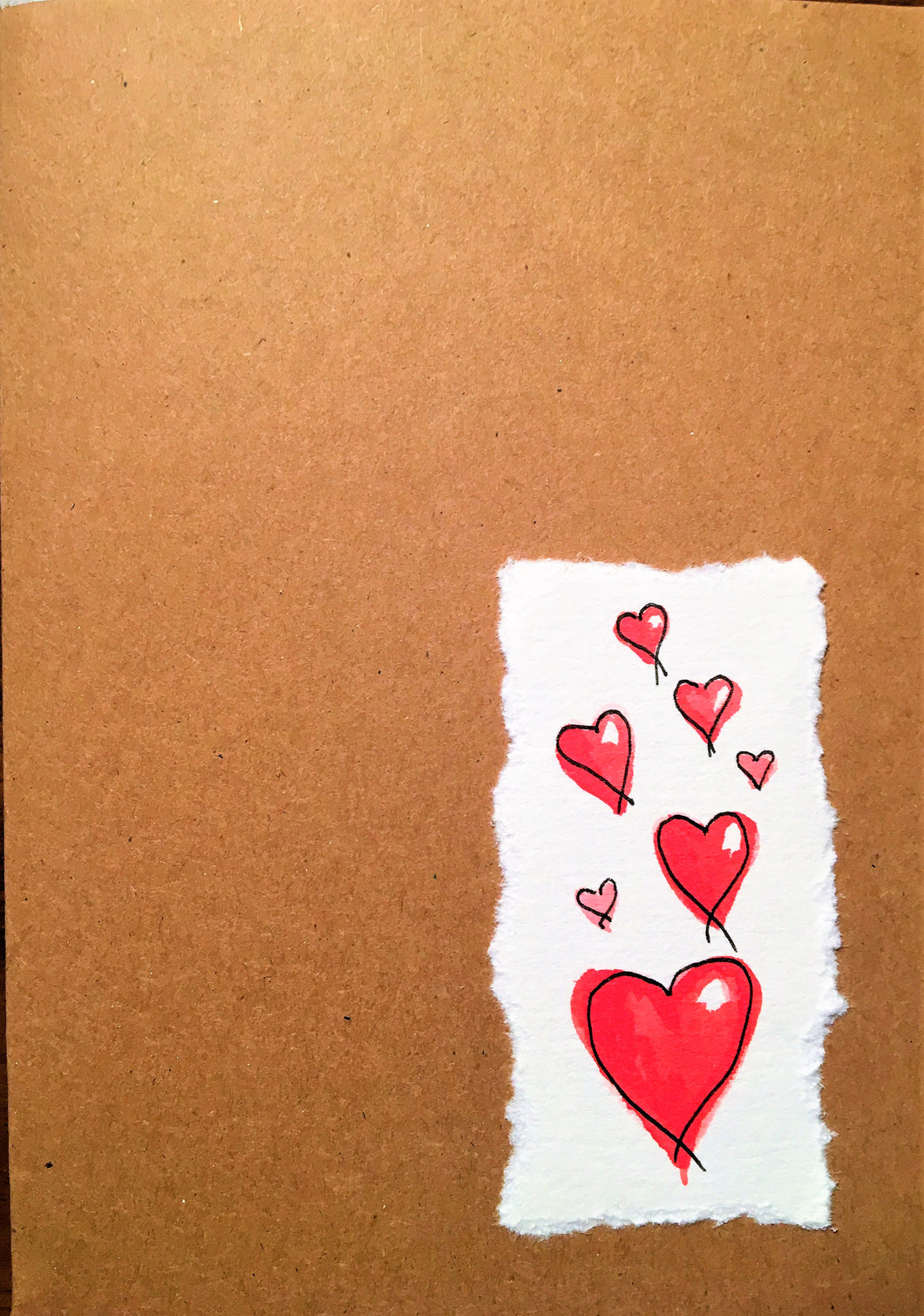 Valentines Card Red Hearts on the Corner - Handmade - eDgE dEsiGn London