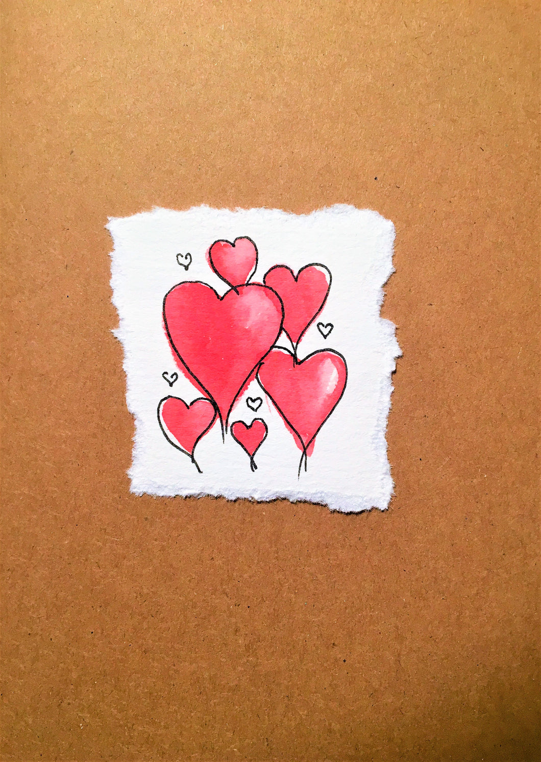Valentines Card Hearts in the middle - Handmade - eDgE dEsiGn London