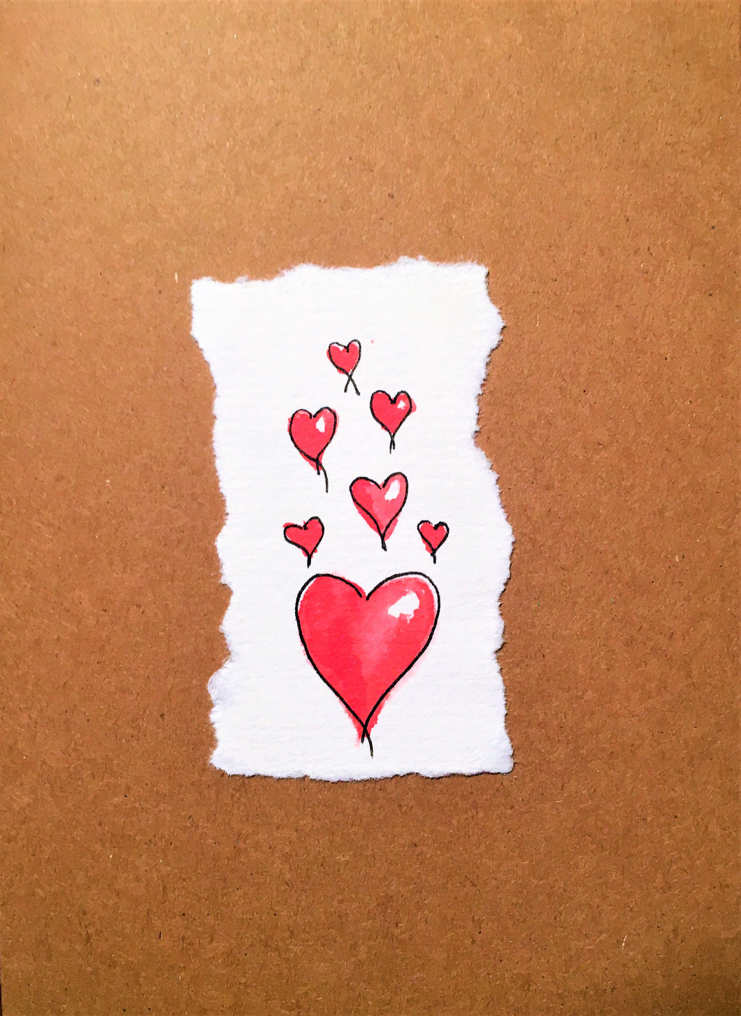Valentines Card Floating Hearts in the middle - Handmade - eDgE dEsiGn London