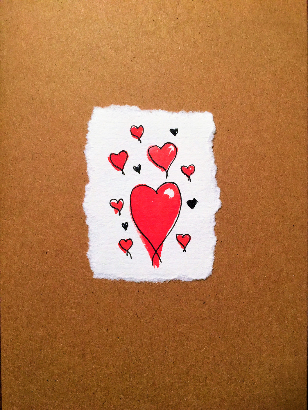 Valentines Card Love Hearts in the centre - Handmade - eDgE dEsiGn London