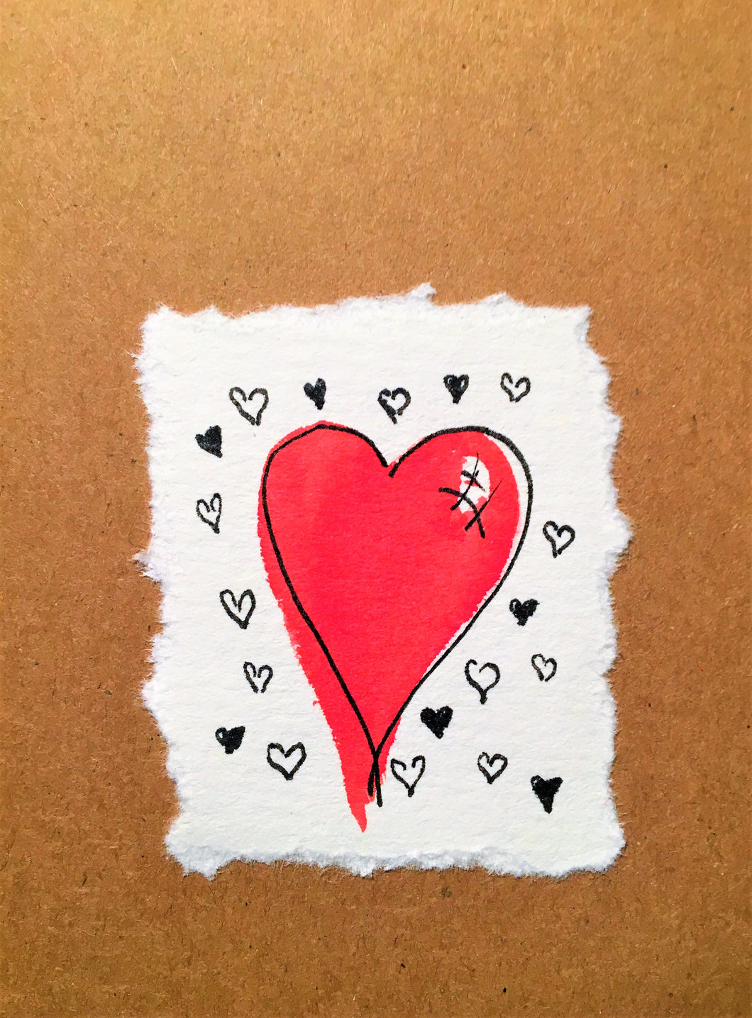 Valentines Card Big Red Heart and friends - Handmade - eDgE dEsiGn London