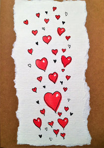 Valentines Card Lots of Love Hearts - Handmade - eDgE dEsiGn London