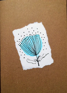 Handpainted Greeting Card - Abstract Blue/Green Tulip Design - eDgE dEsiGn London