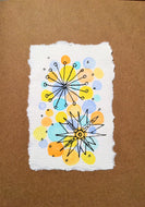 Handpainted Watercolour Greeting Card - Abstract Ink Star/Circle Design - eDgE dEsiGn London