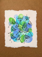 Handpainted Watercolour Greeting Card - Abstract Ink Flower/Circle Design - eDgE dEsiGn London
