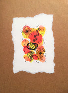 Handpainted Watercolour Greeting Card - Abstract Ink Design Yellow/Red/Orange Circles - eDgE dEsiGn London