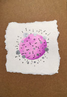 Handpainted Greeting Card - Purple and Silver Circle with Ink Detail - eDgE dEsiGn London