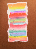 Handpainted Watercolour Greeting Card - Blended Bright Colour Stripes with Silver Detail - eDgE dEsiGn London