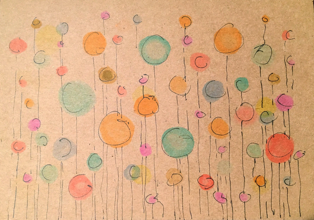Handpainted Watercolour Greeting Card - Bubbles in Strings - eDgE dEsiGn London
