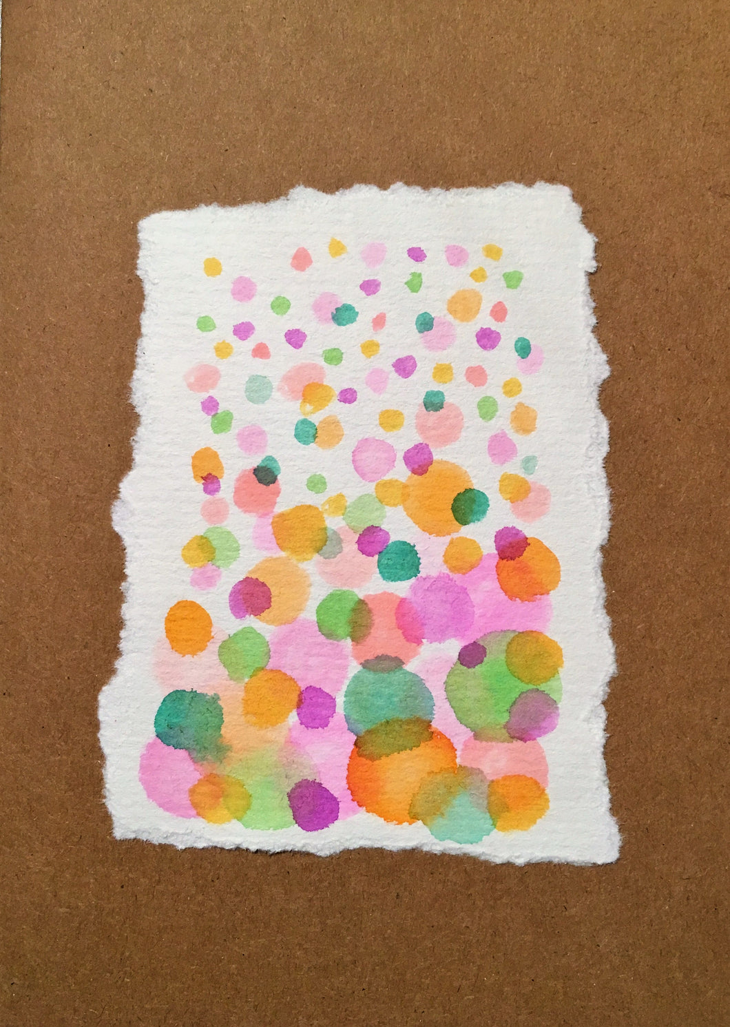 Handpainted Watercolour Greeting Card - Abstract Bubbles Green/Orange/Pink/Purple - eDgE dEsiGn London