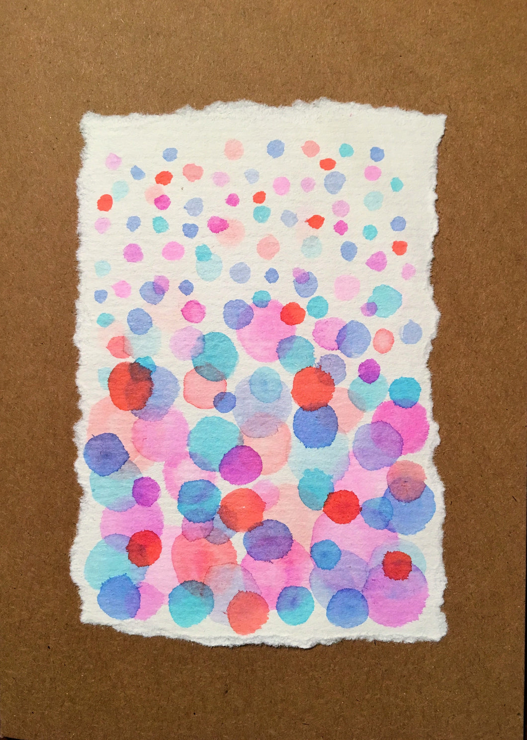 Handpainted Watercolour Greeting Card - Abstract Bubbles Blue/Pink/Purple/Turquoise - eDgE dEsiGn London