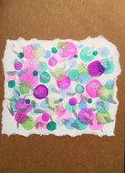 Handpainted Watercolour Greeting Card - Abstract Bubbles Pink/Purple/Green/Blue with Silver - eDgE dEsiGn London