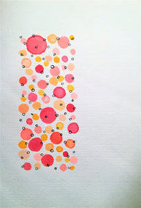 Handpainted Watercolour Greeting Card - Abstract Orange/Red and Ink Circle Design - eDgE dEsiGn London