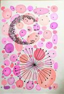Handpainted Watercolour Greeting Card - Abstract Star and Bubble Design - eDgE dEsiGn London