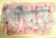 Handpainted Watercolour Greeting Card - Abstract Blue/Purple Circle and Stripe Design - eDgE dEsiGn London