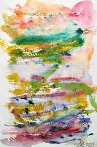 Handpainted Watercolour Greeting Card - Abstract Watercolour Multicolour Design - eDgE dEsiGn London