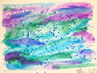 Hand-painted Greeting Card - Abstract Green/Blue/Purple Watercolour with splatter - eDgE dEsiGn London