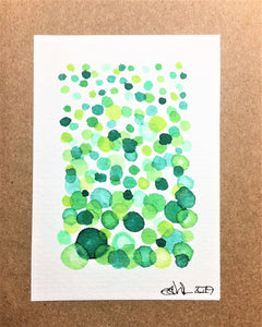 Hand-painted Greeting Card - Green Bubble Design - eDgE dEsiGn London