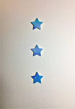 Hand-painted greeting card - Blue, lilac and turquoise star design - eDgE dEsiGn London